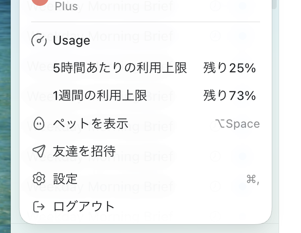 Codexの利用上限